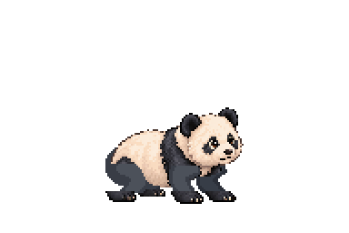 Stills app companion artwork for Apple iPhone, iPad, and Mac showing Panda Cub, a cream-and-black pixel-art panda with rounded ears and dark eye patches