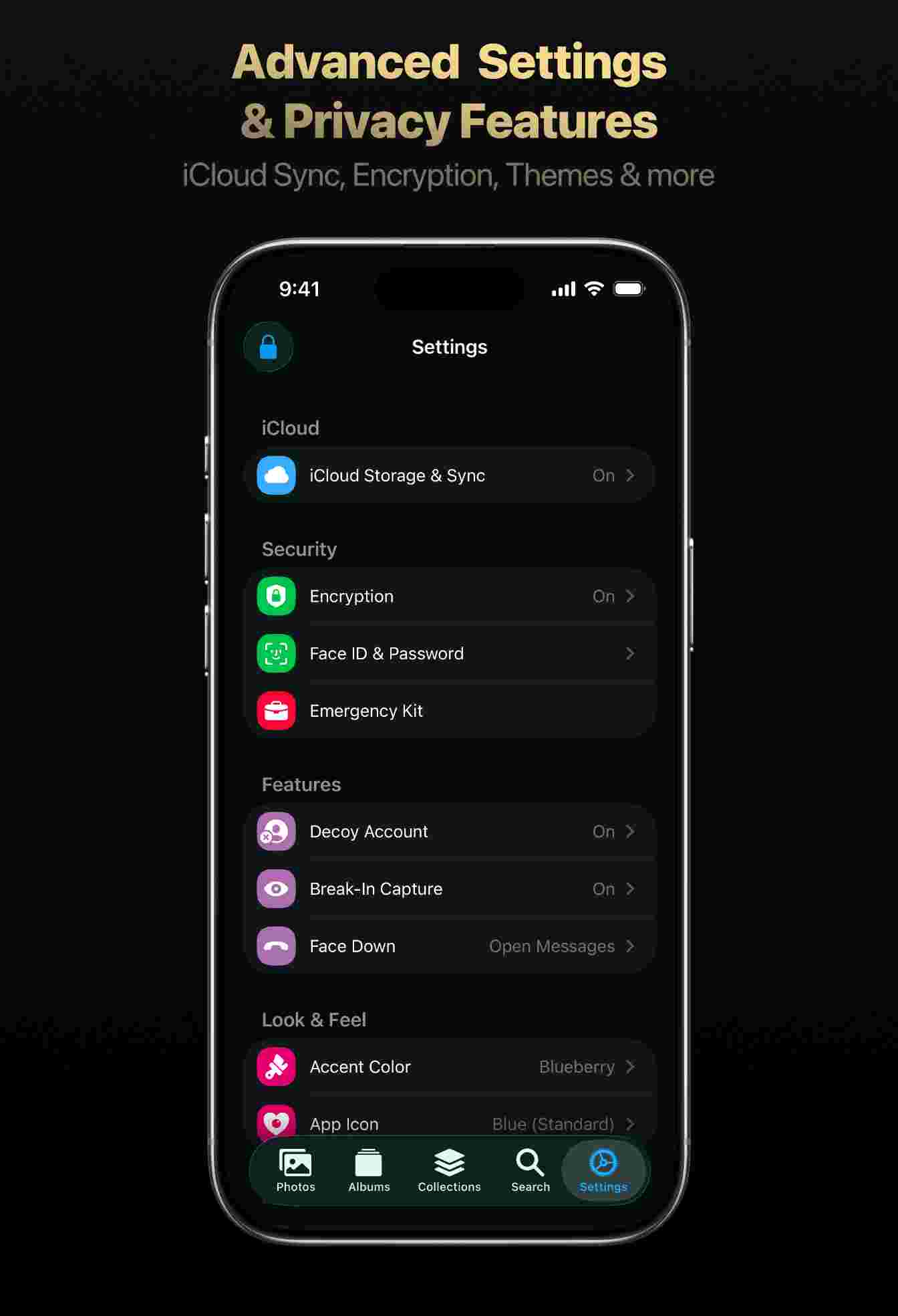 Trustful - Hide Private Photos Vault. iCloud Sync, Encryption, Themes and more.